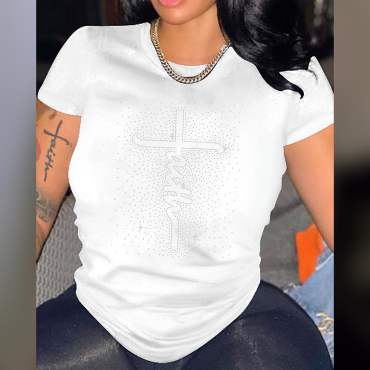 Print Crew Neck Short Sleeve Casual T-Shirt - Image 4