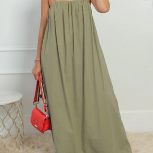 Plain Vest Sleeveless Pleat A-Line Casual Dress